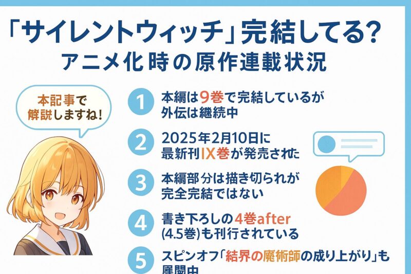 『サイレントウィッチ』完結してる?アニメ化時の原作連載状況
