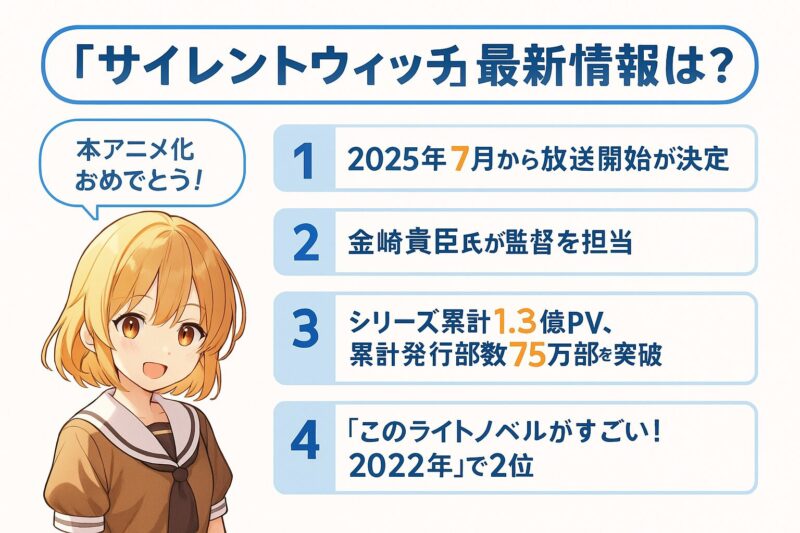 『サイレントウィッチ』アニメ化おめでとう!最新情報は?